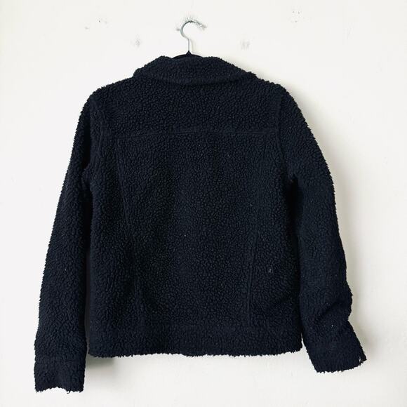 Hollister Sherpa Trucker black Jacket button front womans XS - Picture 6 of 7